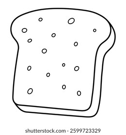 Toasted bread slice vector illustration. Hand-drawn breakfast toast icon in doodle style. Black line art isolated on white background.