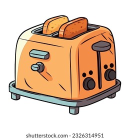 Toasted bread in toaster, perfect snack meal icon isolated