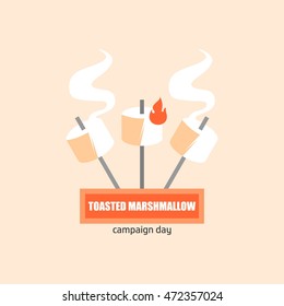 Toasted Marshmallow day vector illustration. Flat style