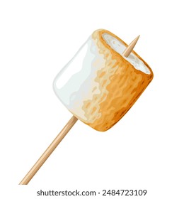 Toasted marshmallow vector illustration, isolated white background.