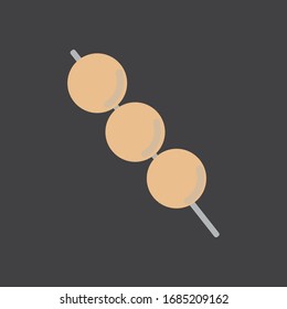 Toasted Meatballs Three balls Skewers on grey background.