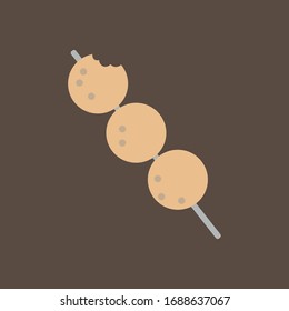 Toasted Meatballs Three balls Skewers on brown background.