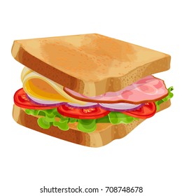 Vector Cartoon Sandwich Ham Vegetables Stock Vector (Royalty Free ...