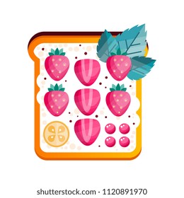 Toasted sandwich with strawberry vector Illustration on a white background