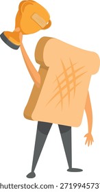 Fatia de pão torrada segurando um troféu