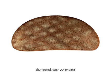 Toasted slice of rye bread on white background realistic vector illustration