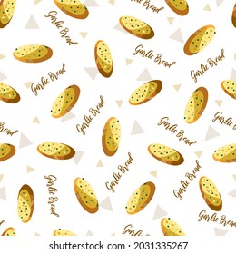 Toasted Sliced Garlic Bread Vector Graphic Art Seamless Pattern can be use for background and apparel design