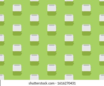 Toaster 3D isometric seamless pattern, Kitchenware electric equipment concept poster and social banner post design illustration isolated on green background with copy space, vector eps 10
