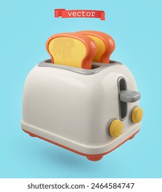 Toaster, 3d render vector cartoon icon