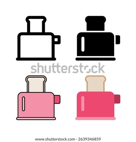 A toaster appliance icon set, ideal for breakfast, toast preparation, and kitchen appliances.