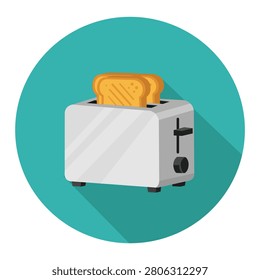 Toaster appliance illustration with bread slices representing breakfast preparation kitchen convenience and household cooking concepts suitable for home appliance branding retail promotions and culinary projects