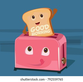 Toaster and bread cartoon