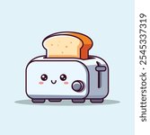 Toaster And Bread Cartoon Vector Icon Illustration. Food Technology Icon Concept Isolated Premium Vector. Flat Cartoon Style