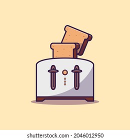 Toaster and bread cartoon vector illustration