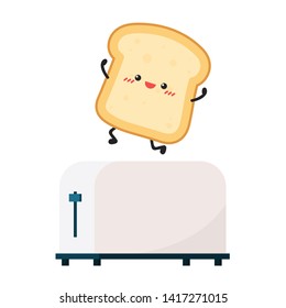 Toaster and bread character. wallpaper. free space for text. background.