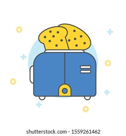 Toaster with bread flat icon Vector.