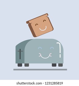 toaster with bread, friendship, cool, funny illustration