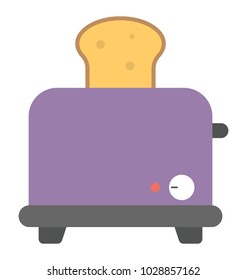 
Toaster with bread, home appliance flat icon
