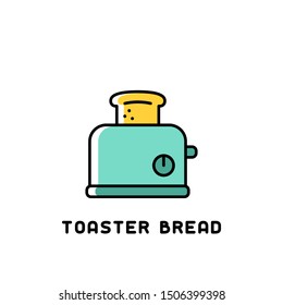 toaster bread icon in bright contour style on white background