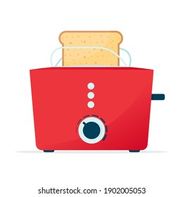 Toaster with bread, kitchen appliances. Good morning concept. Vector illustration in flat style, isolated on white background