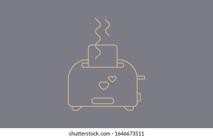 Toaster with bread on gray background. Picture on flat style. Vector illustration.  Isolated