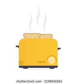 Toaster with bread on a white background. Vector illustration