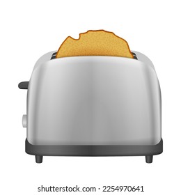 Toaster with bread on a white background. Vector illustration.