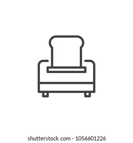 Toaster with bread outline icon. linear style sign for mobile concept and web design. Toasts breakfast simple line vector icon. Symbol, logo illustration. Pixel perfect vector graphics