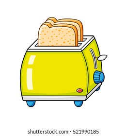 Toaster with bread slices isolated.