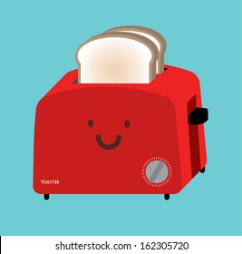 Toaster And Bread Vector/illustration