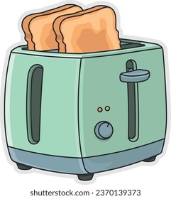 toaster with bread without background
