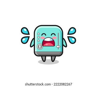 toaster cartoon illustration with crying gesture , cute design