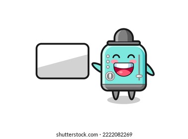 toaster cartoon illustration doing a presentation , cute design