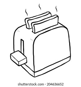 toaster / cartoon vector and illustration, black and white, hand drawn, sketch style, isolated on white background.