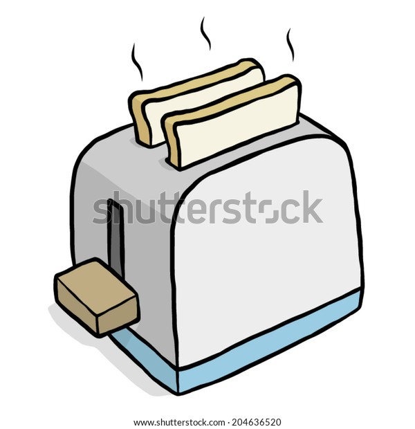 Toaster Cartoon Vector Illustration Hand Drawn Stock Vector (Royalty