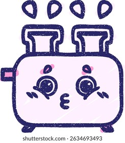 Dibujo de la tiza de la tostadora en colores brillantes del neón
