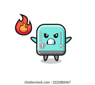 toaster character cartoon with angry gesture , cute design