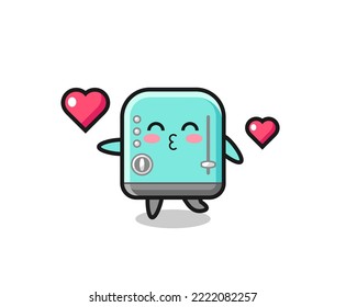 toaster character cartoon with kissing gesture , cute design