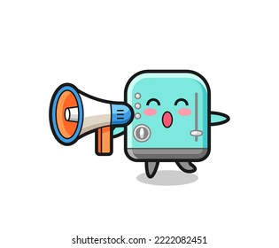 toaster character illustration holding a megaphone , cute design