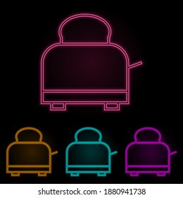 toaster color neon set. Simple thin line, outline vector of web icons for ui and ux, website or mobile application