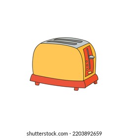 Toaster Colorful Doodle Illustration In Vector. Toaster Colorful Icon.Toaster Illustration In Vector.