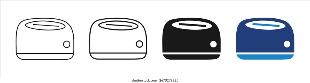 Toaster editável traço ícone do aparelho de café da manhã definido.