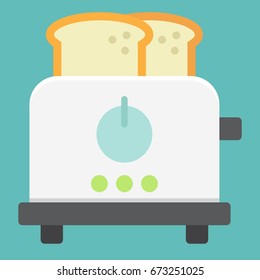 Toaster flat icon, kitchen and appliance, vector graphics, a colorful solid pattern on a white background, eps 10.