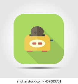 toaster flat icon with long shadow, vector illustration