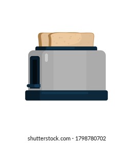 Toaster Wohnung Illustration. Vorderer Blick auf Toaster. Vektorgrafik. 