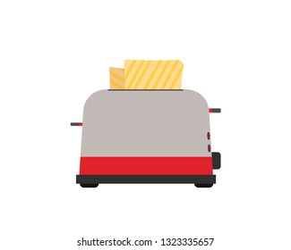 Toaster. Front view. Fry bread. Vector illustration.