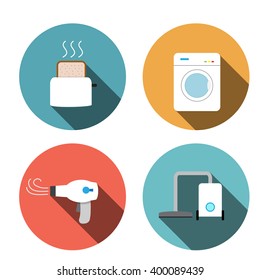 Toaster, hair dryer, washing ,vacuum cleaner icons
