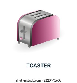 Toaster icon. 3d illustration from kitchen supplies collection. Creative Toaster 3d icon for web design, templates, infographics and more