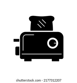 Toaster icon in black flat glyph, filled style isolated on white background