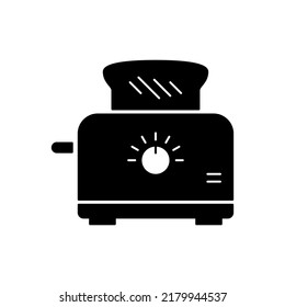 Toaster icon in black flat glyph, filled style isolated on white background